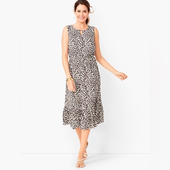 Talbots Dresses & Skirts - Talbots Sleeveless Cheetah / Leopard Print Midi Dress